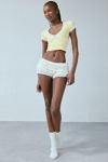 Out From Under Bella Seamless Knit Lace Trim Scoop Neck Crop Tee