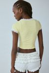 Out From Under Bella Seamless Knit Lace Trim Scoop Neck Crop Tee