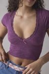 Out From Under Bella Seamless Knit Lace Trim Crop Tee