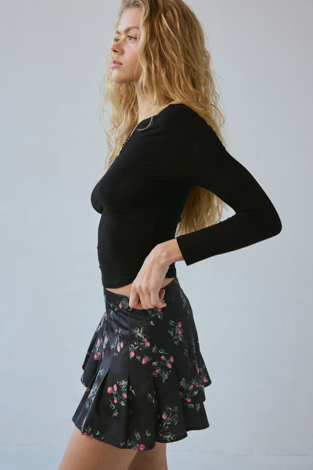 Kimchi Blue Kit Button Waist Pleated Mini Skirt