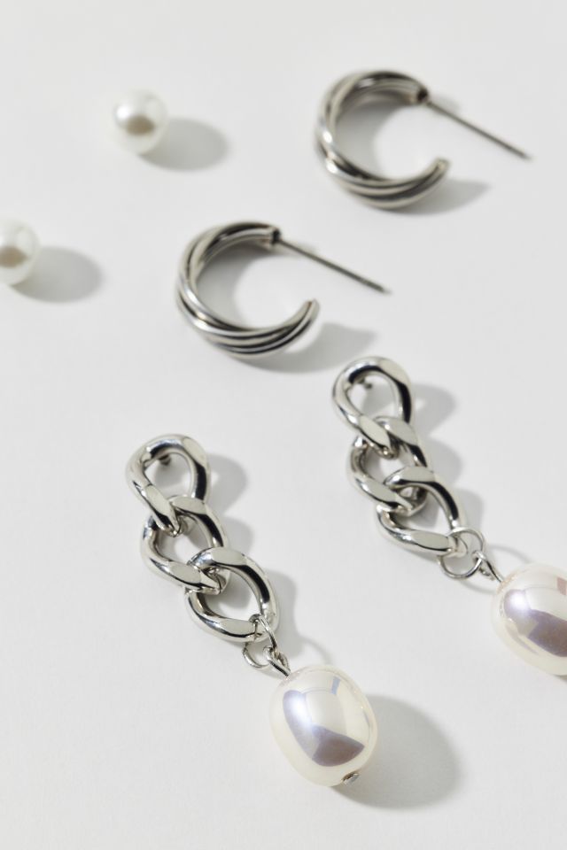 Waterproof Pearl Post & Hoop Earring Set #2