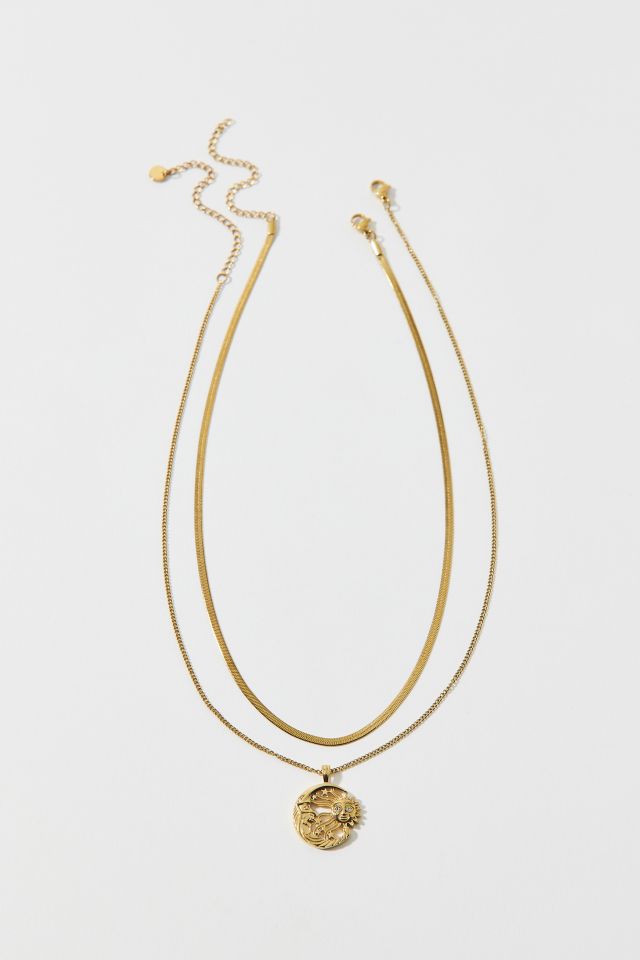 Waterproof Sun And Moon Charm Layering Necklace Set #2