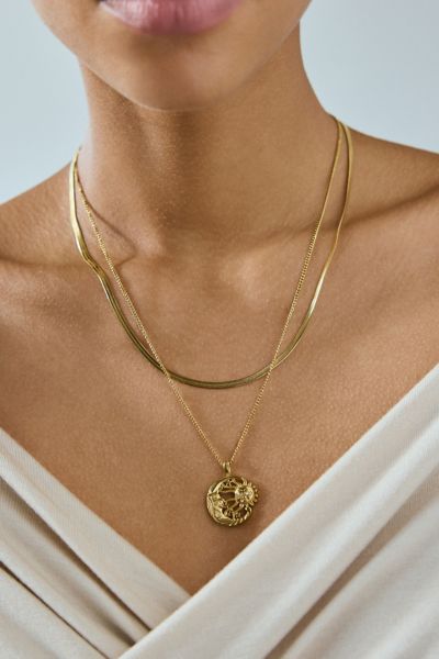 Waterproof Sun And Moon Charm Layering Necklace Set