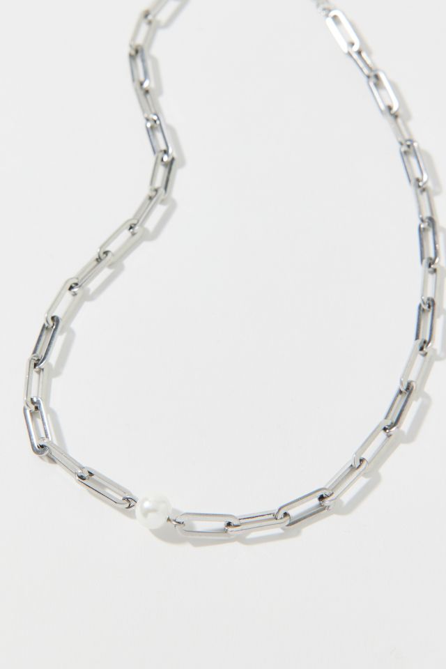 Waterproof Pearl Paperclip Chain Necklace #2