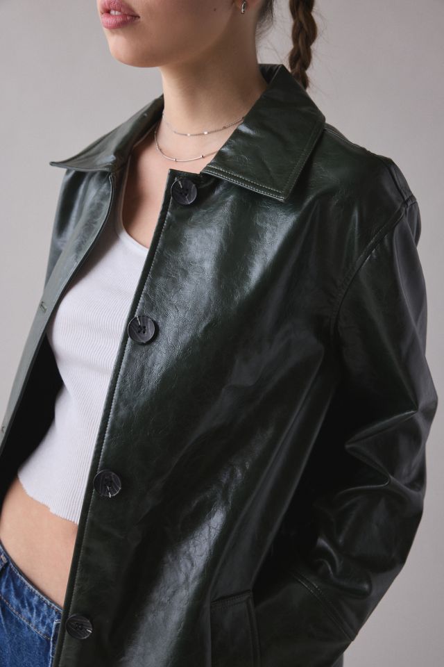 UO Jojo Faux Leather Trench Coat #1