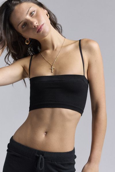Out From Under Talia Ribbed Seamless Knit Bra Top In Black, Women's At Urban Outfitters In Black