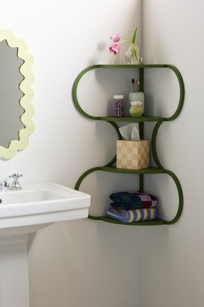 Urban Outfitters Lucie Wiggle Iron Corner Wall Shelf In Green At