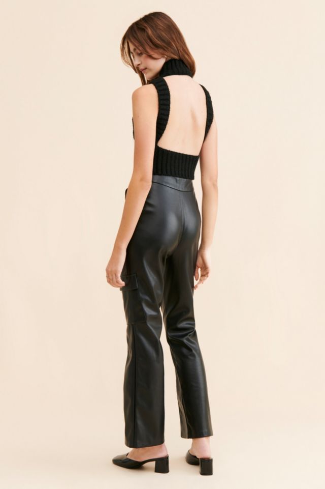 Native Youth Ian Vegan Leather Kick Flare Pants #1