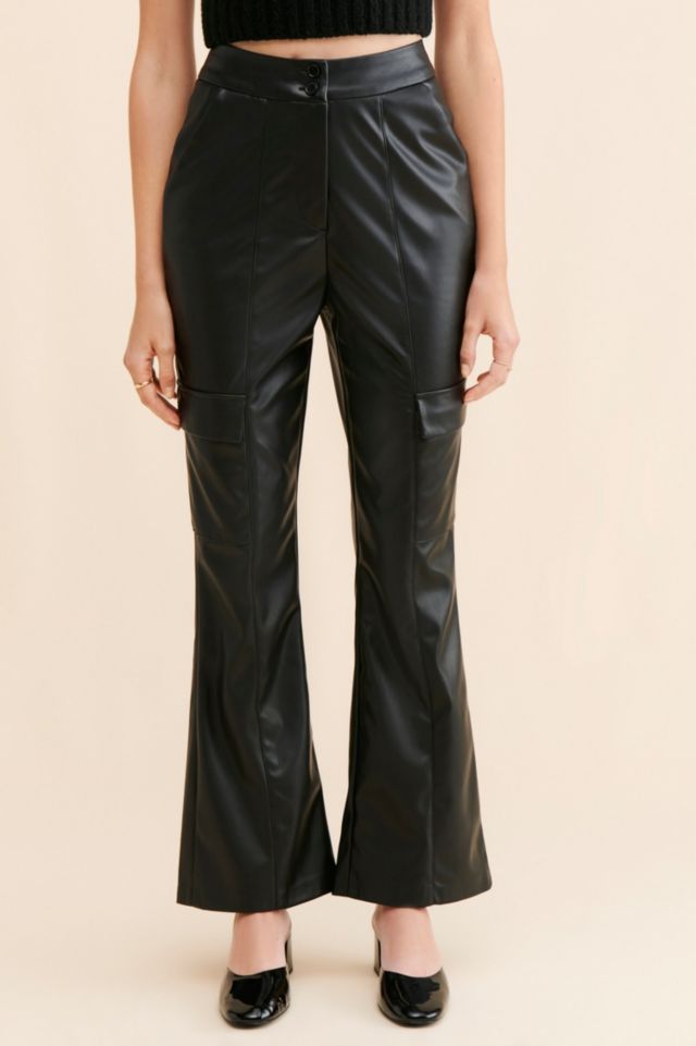 Native Youth Ian Vegan Leather Kick Flare Pants #2