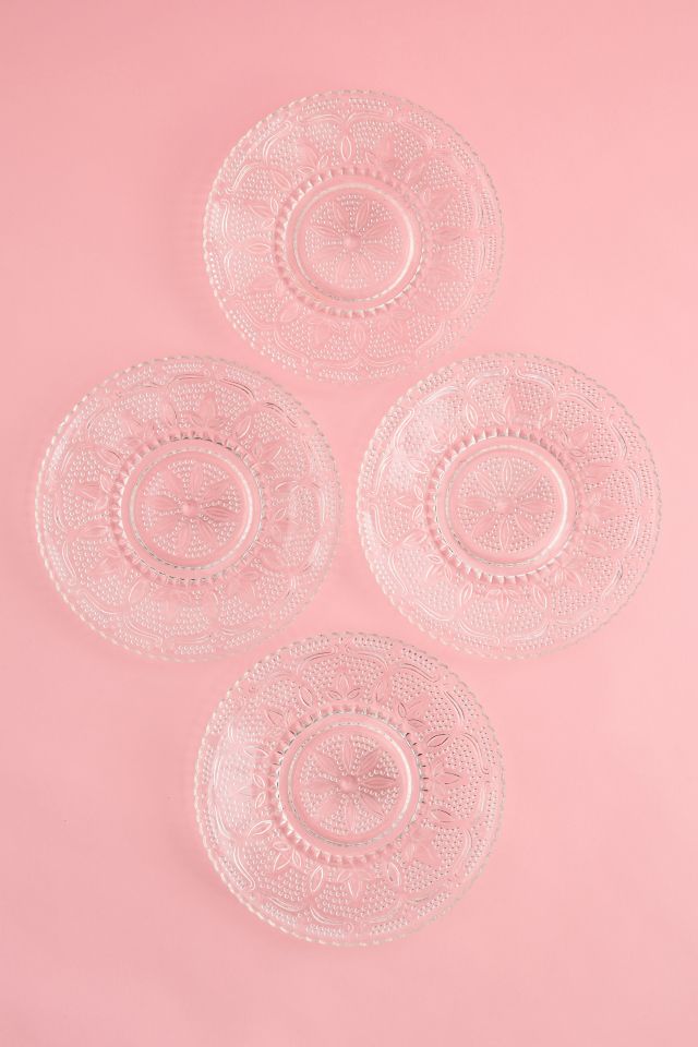 Vintage 1940s Federal Glass Crystal Dessert Plate Set #1