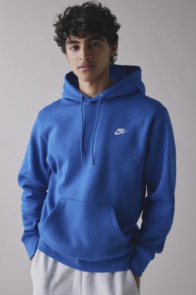Nike Club Logo Fleece Pullover Hoodie Sweatshirt In Game Royal, Men's At Urban Outfitters