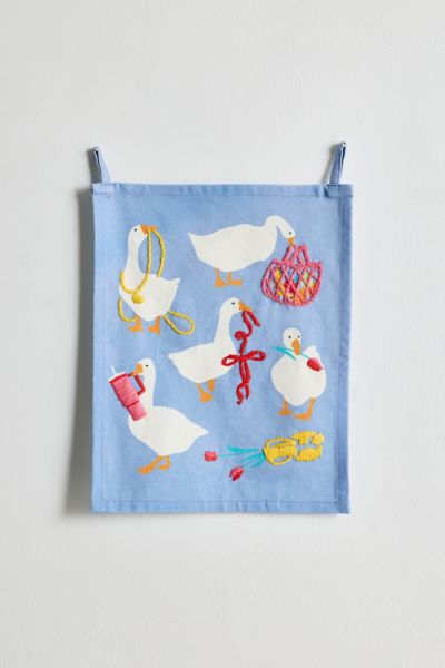 Urban Outfitters Cheeky Goose Embroidered Flag Tapestry In Blue At