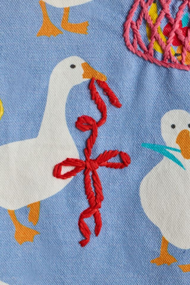 Cheeky Goose Embroidered Flag Tapestry #1