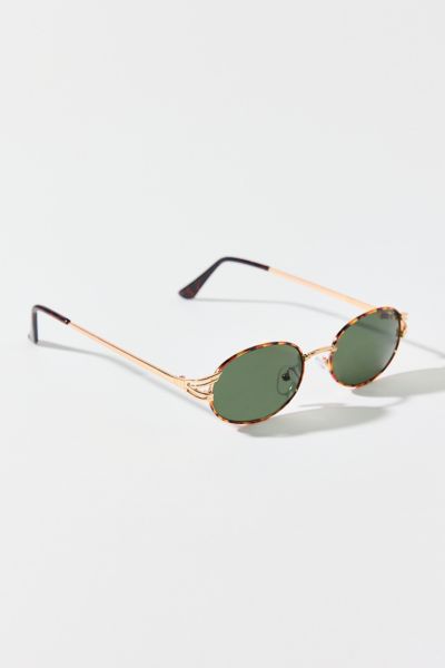 Lunettes de soleil ovales en métal écaille de tortue Emery