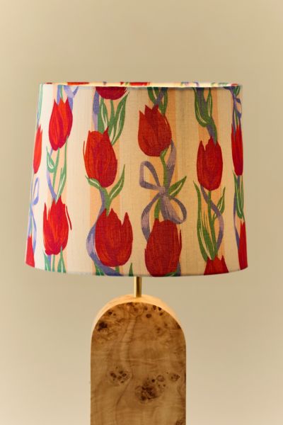 Urban Outfitters Tulip Print Woven Drum Lamp Shade In Red At