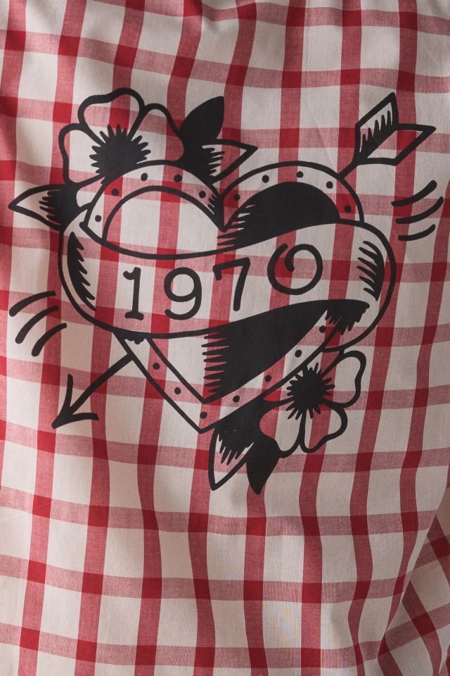 Chemise à manches courtes BDG à imprimé graphique et motif à carreaux #5