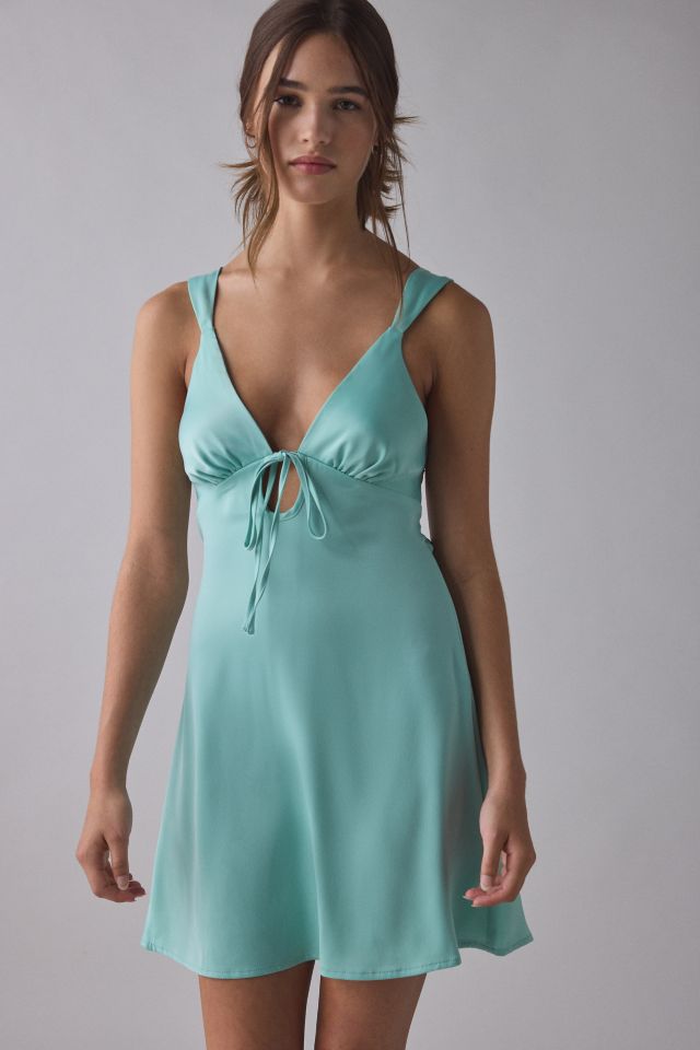 Kimchi Blue Brooke Keyhole Cutout Satin Slip Mini Dress #1