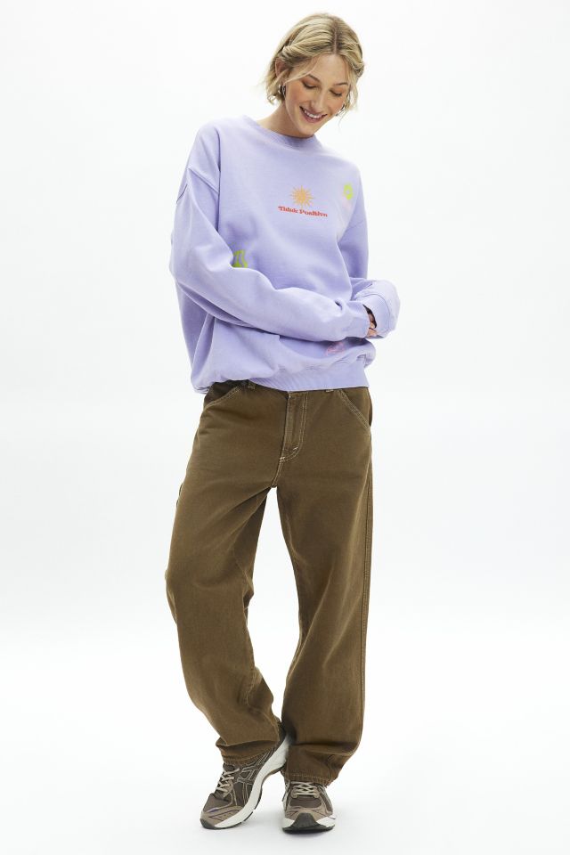 Think Positive Icon Graphic Crew Neck Pullover #1