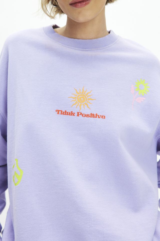 Think Positive Icon Graphic Crew Neck Pullover #2