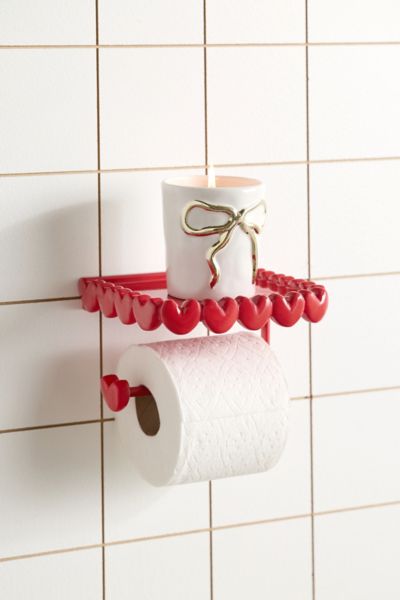Eloise Heart Trim Toilet Paper Holder & Storage Shelf