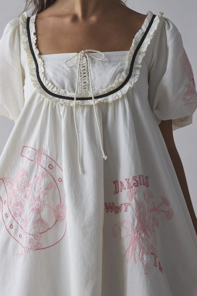 Kimchi Blue Bailey Embroidered Puff Sleeve Babydoll Mini Dress #2