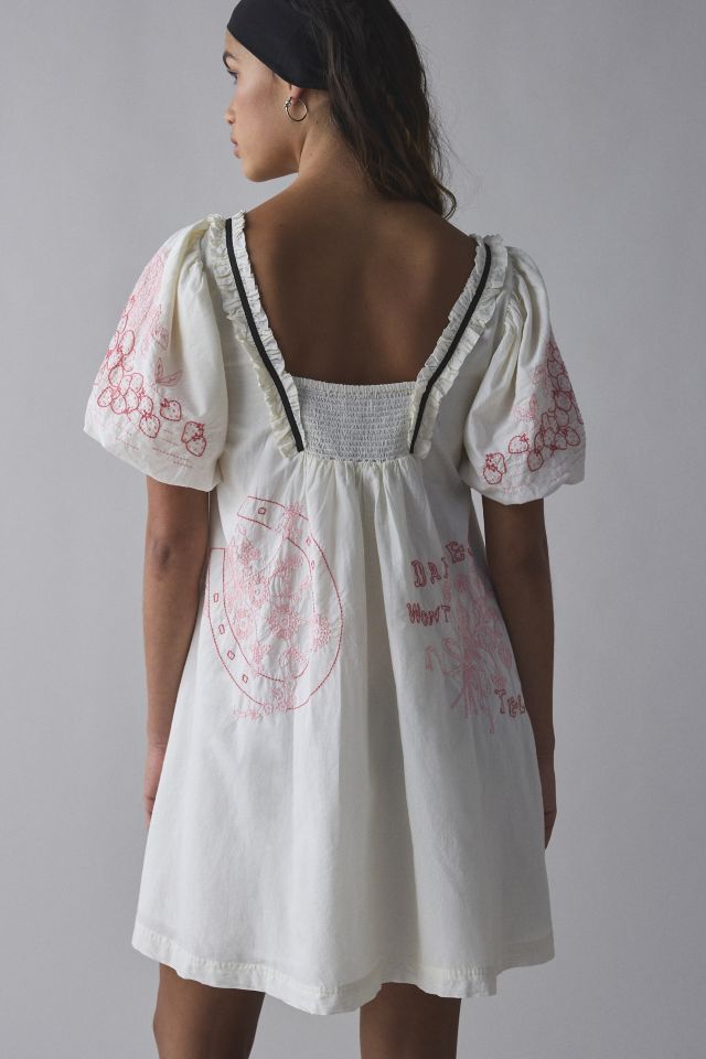 Kimchi Blue Bailey Embroidered Puff Sleeve Babydoll Mini Dress #4