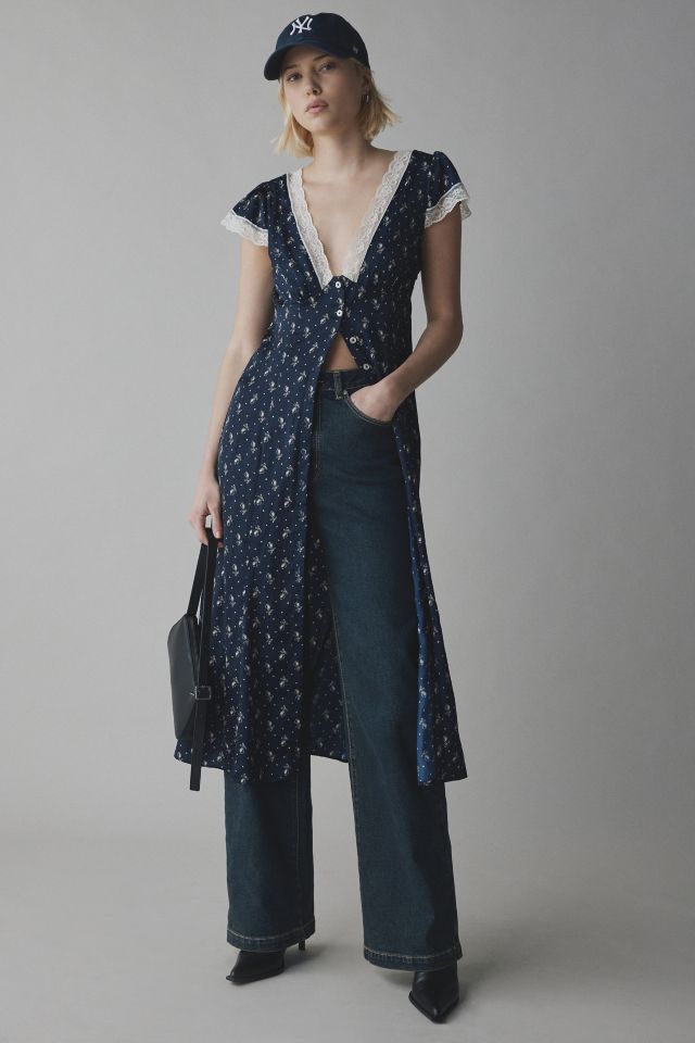Kimchi Blue Faye Lace Trim Button-Down Midi Dress #2