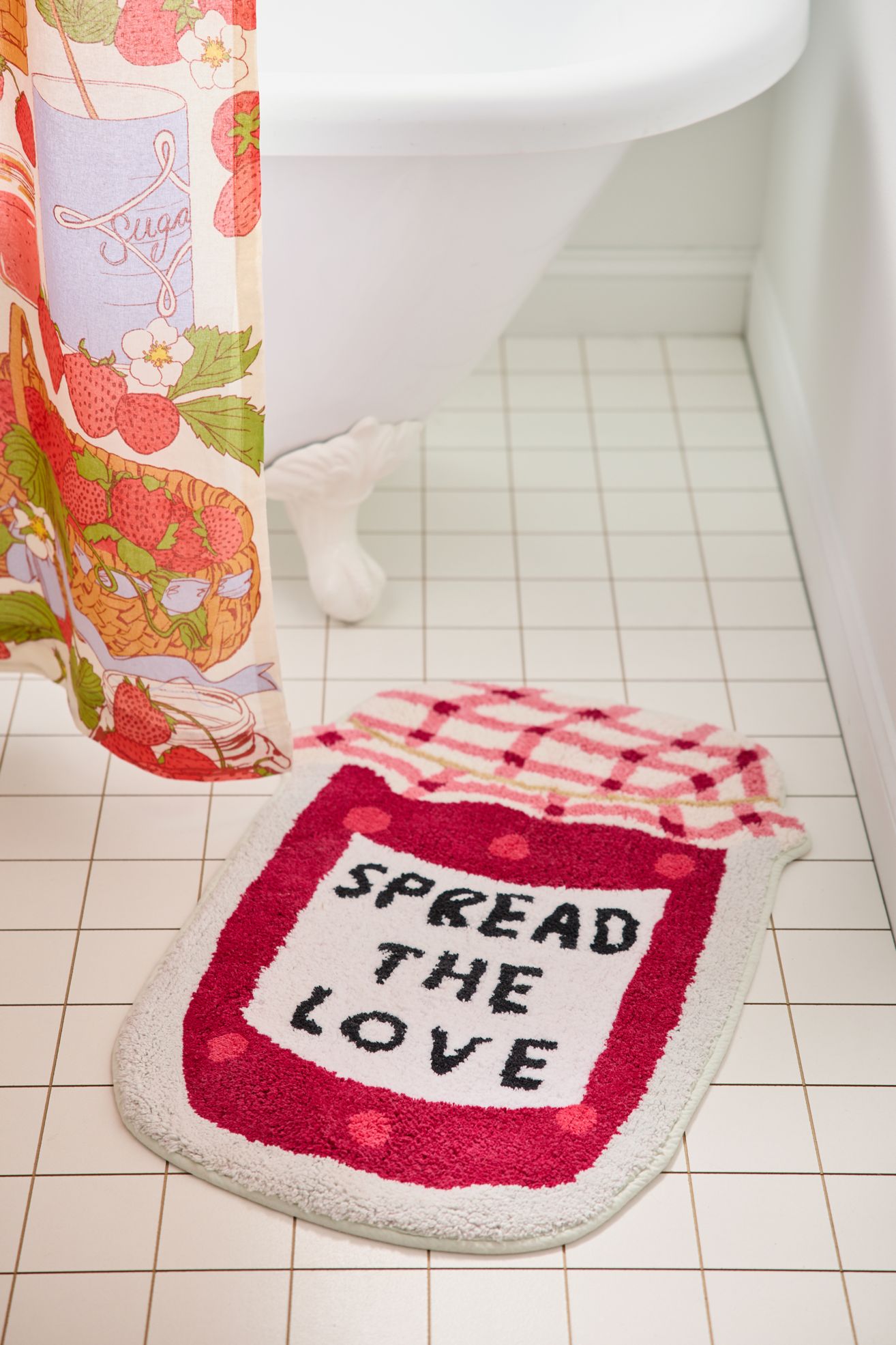 Sweet Strawberry Jam Plush Tufted Bath Mat - Spread the Love, Regular, ONE SIZE