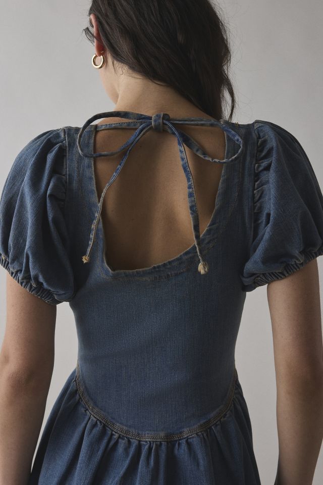 Daisy Street Drop V Waist Denim Midi Dress #4