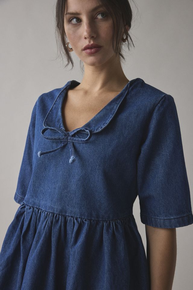 Daisy Street Collared Denim Babydoll Mini Dress #1