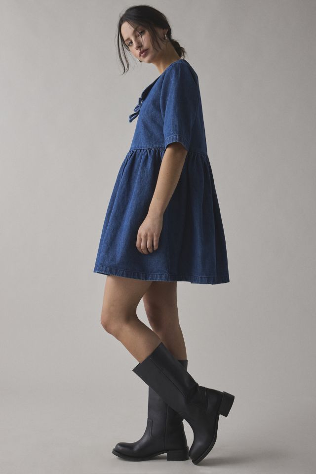 Daisy Street Collared Denim Babydoll Mini Dress #2