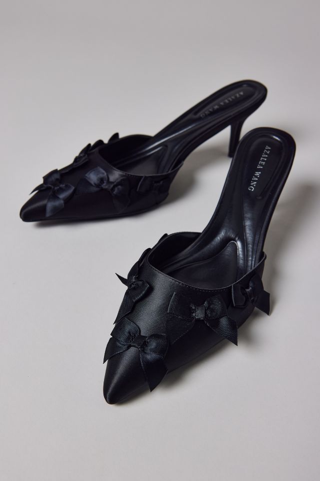 Azalea Wang Ayleena Bow Satin Mule Heel #1