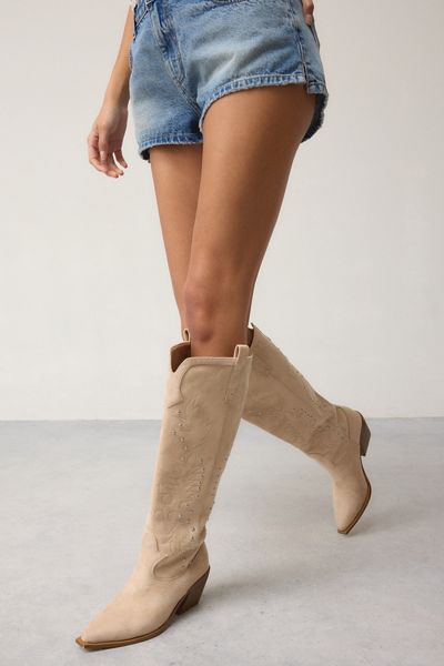 Bottes de cowboy en suède cloutées Beckett Azalea Wang