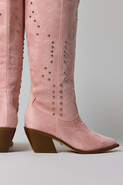 Azalea Wang Beckett Studded Suede Cowboy Boot