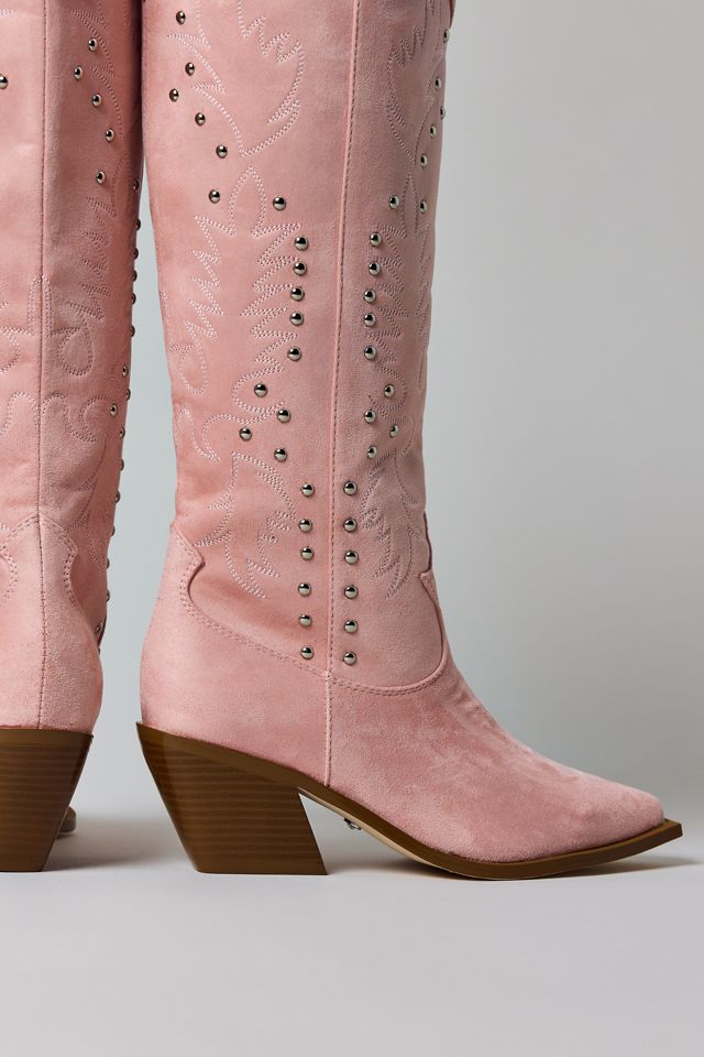 Azalea Wang Beckett Studded Suede Cowboy Boots #1