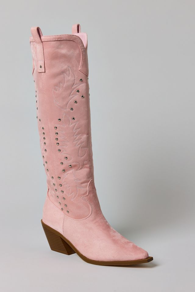 Azalea Wang Beckett Studded Suede Cowboy Boots #3