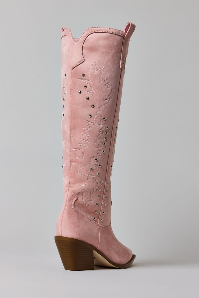 Azalea Wang Beckett Studded Suede Cowboy Boots #4