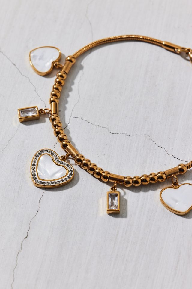 Waterproof Rhinestone Heart Charm Bracelet #2