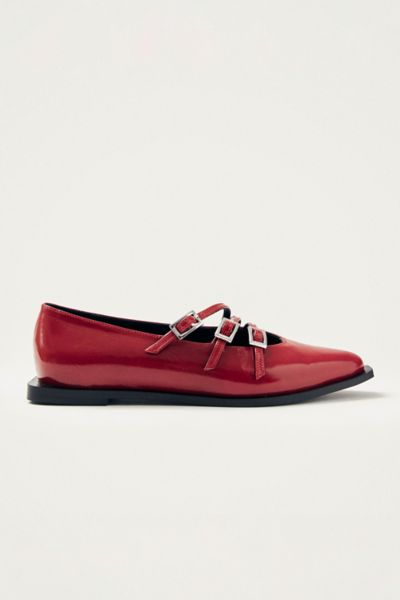 Alohas Jive Buckle-strap Pointed Flats In Red