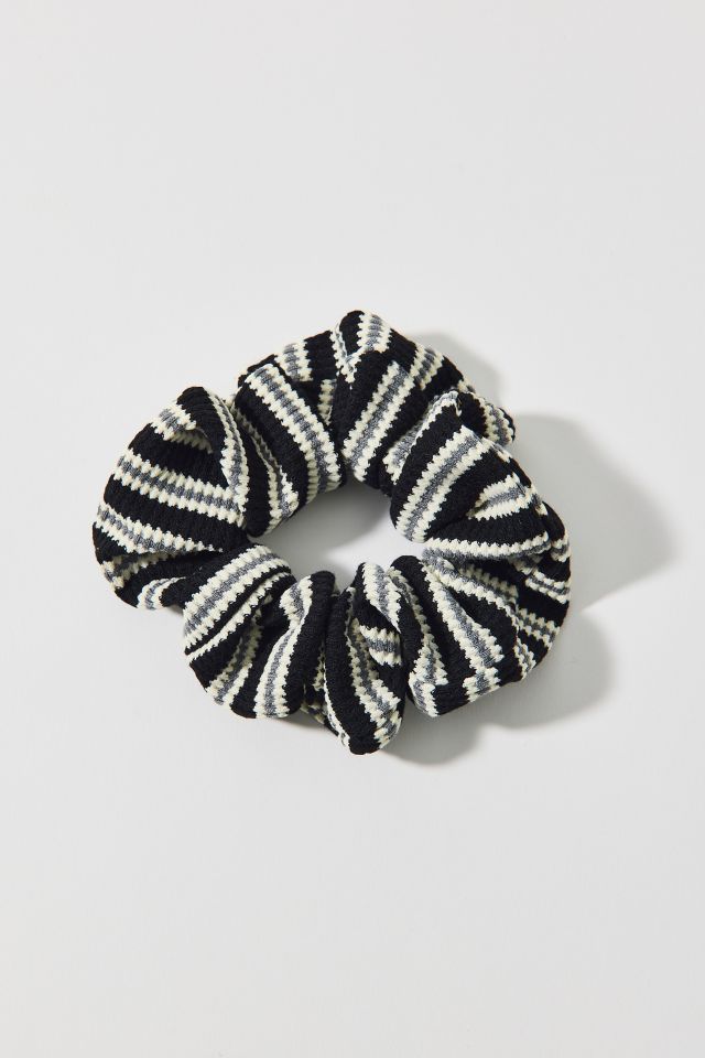 Striped Textured Knit Hair Scrunchie #1