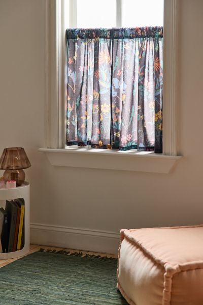 Urban Outfitters Flori Wildflower Pattern Café Curtain Set In Carbon At