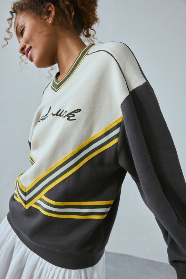 BDG Vinny Good Luck Graphic Oversized V-Neck Pullover #1