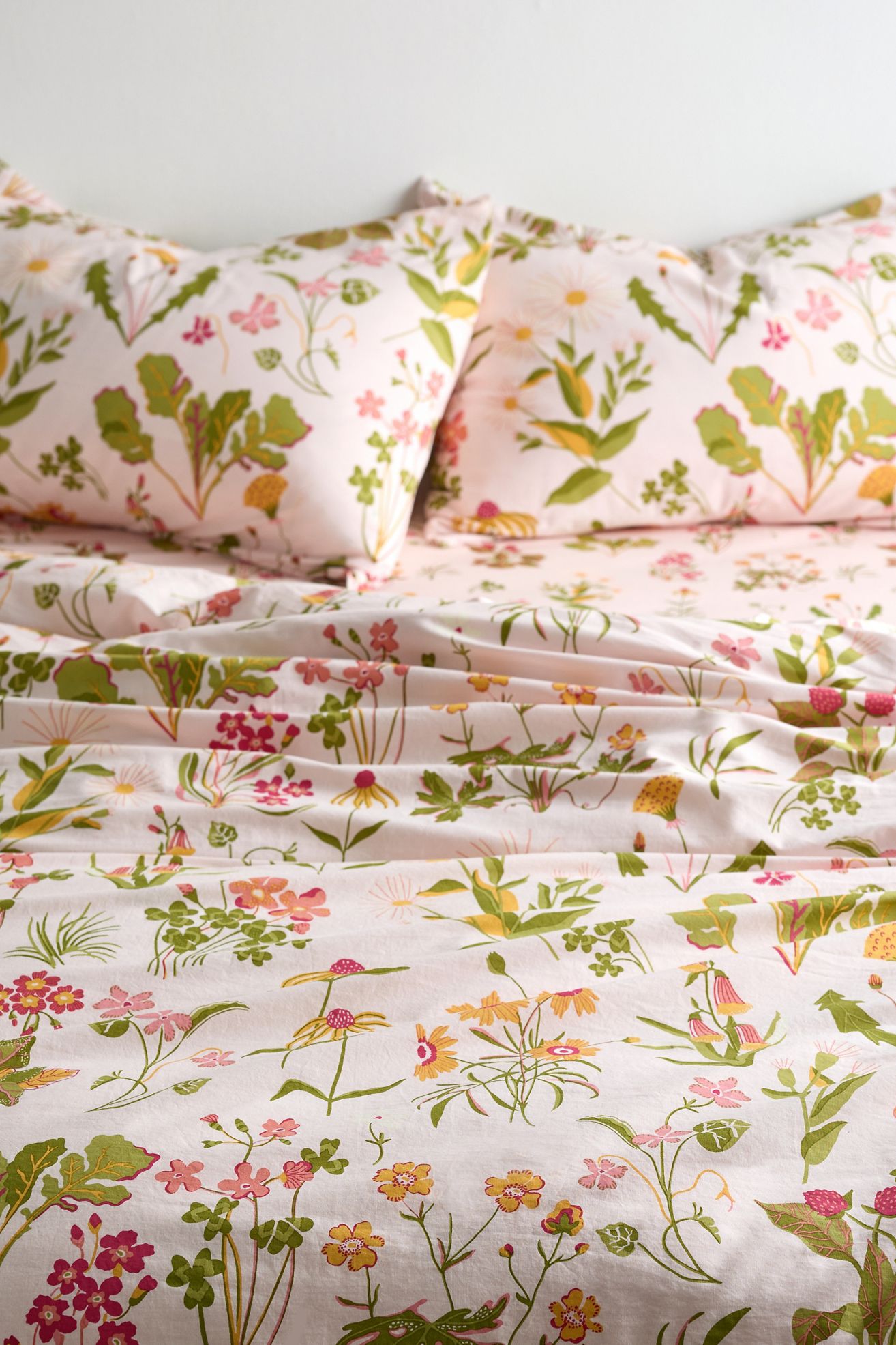 Flori Wildflower Floral Duvet Cover Set - Pink, FULL/QUEEN
