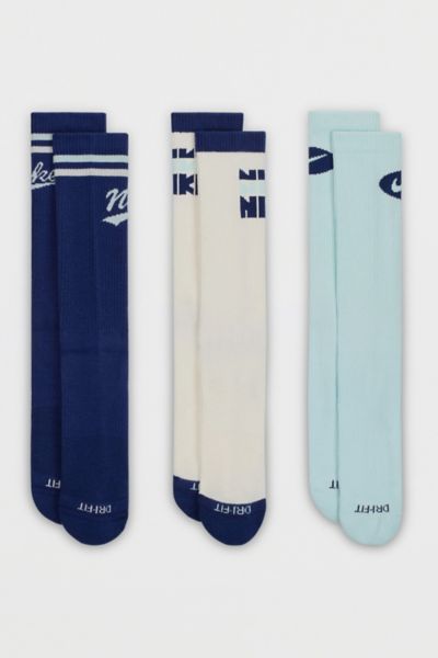 Nike Plus Lifestyle Crew Sock 3-pack In Assorted Blue, Men's At Urban Outfitters
