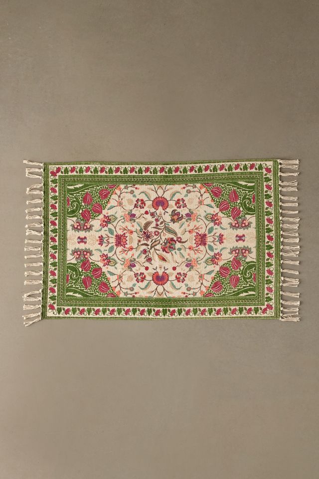 Art Deco Tulip Floral Printed Cotton Rug