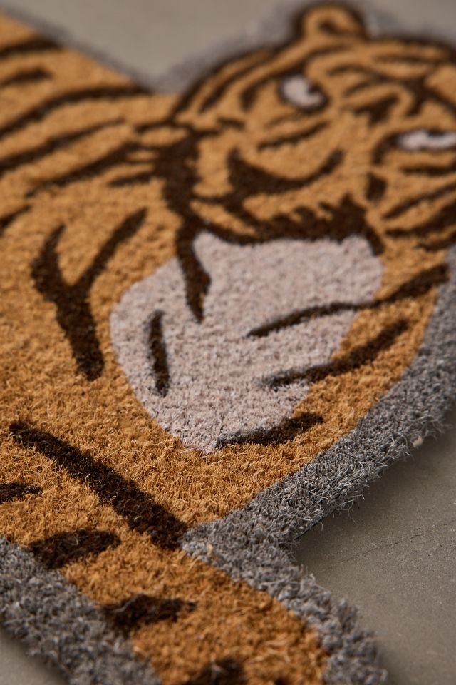 Tiger Shaped Textural Coir Doormat #1