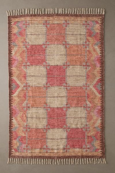 Urban Outfitters Mia Scandi Pattern Printed Rug In Pink At