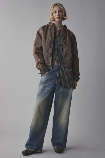 Bdg Blake Camo Canvas Bomber Jacket In Brown, Women's At Urban Outfitters In Brown