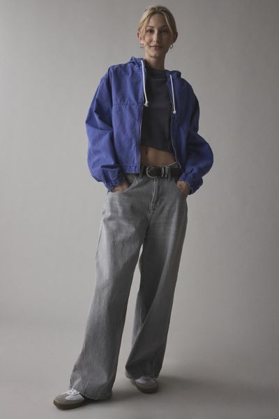 BDG BLAKE CAMO CANVAS BOMBER JACKET IN BLUE, WOMEN'S AT URBAN OUTFITTERS 
