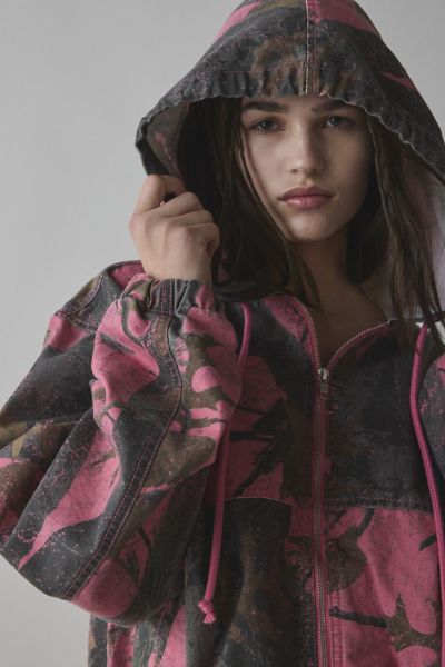 Bdg Blake Camo Canvas Bomber Jacket In Pink Camo, Women's At Urban Outfitters In Pink Camo